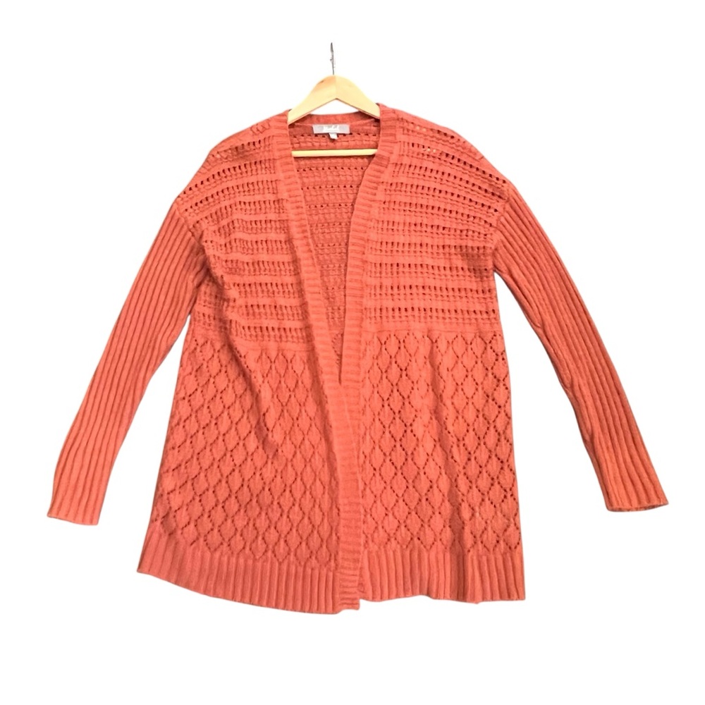 Marled Coral Open Knit Cardigan